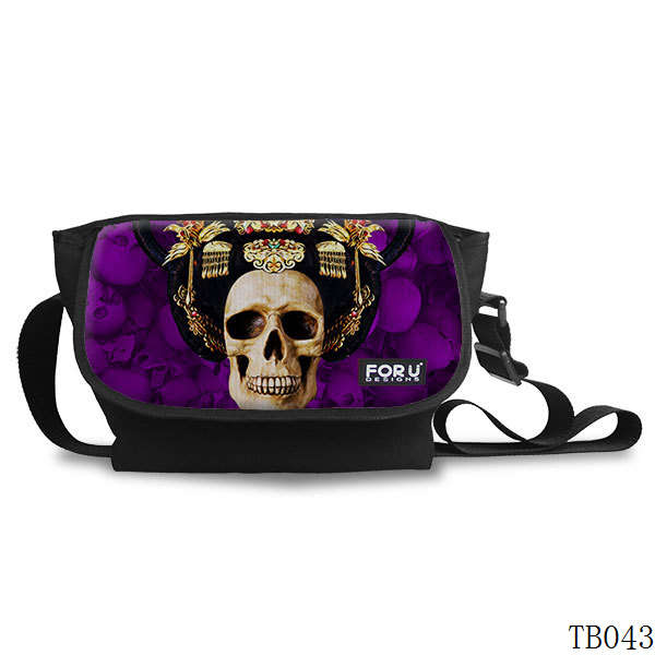 Tattoo Skull Messenger Bag Purple